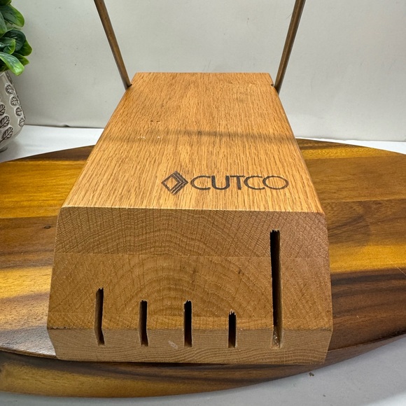 Cutco 5 Slot Oak Wood Knife Block Storage Space Saver Stand or Hanging - Picture 4 of 6